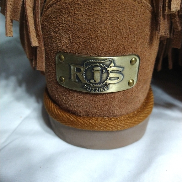 RJ's Fuzzies Fringed Leather Suede Boot Brown 11 - Picture 5 of 7